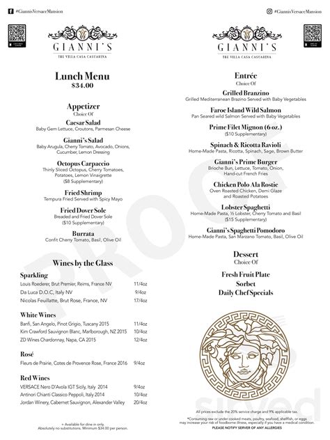 gianni versace villa miami restaurant|gianni versace restaurant menu price.